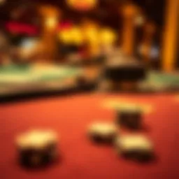 Close-up of Pai Gow Poker table with chips