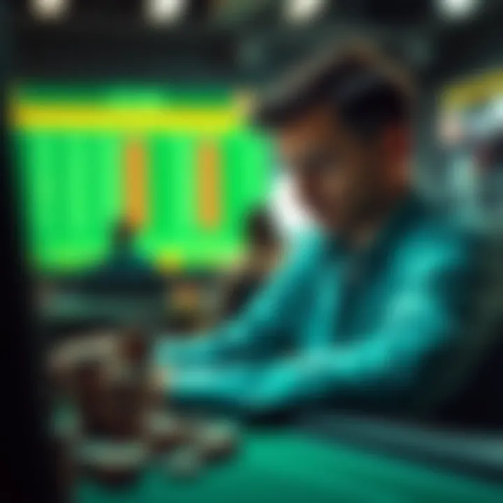 Person analyzing betting strategies