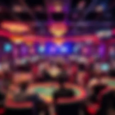 A vibrant scene of the Motor City Casino poker room bustling with activity