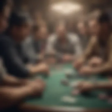 A competitive poker tournament scene with focused players