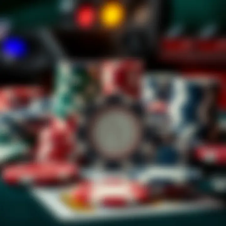 Close-up of unique poker chips and cards, highlighting the variety of games offered