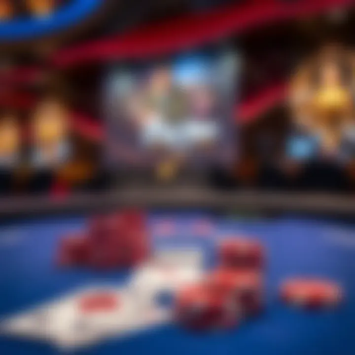 Virtual poker table with cards and chips ready for action