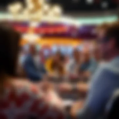 Community gathering discussing big wins and experiences