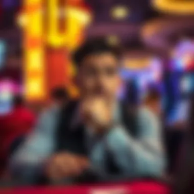 A person contemplating gambling strategies at the casino