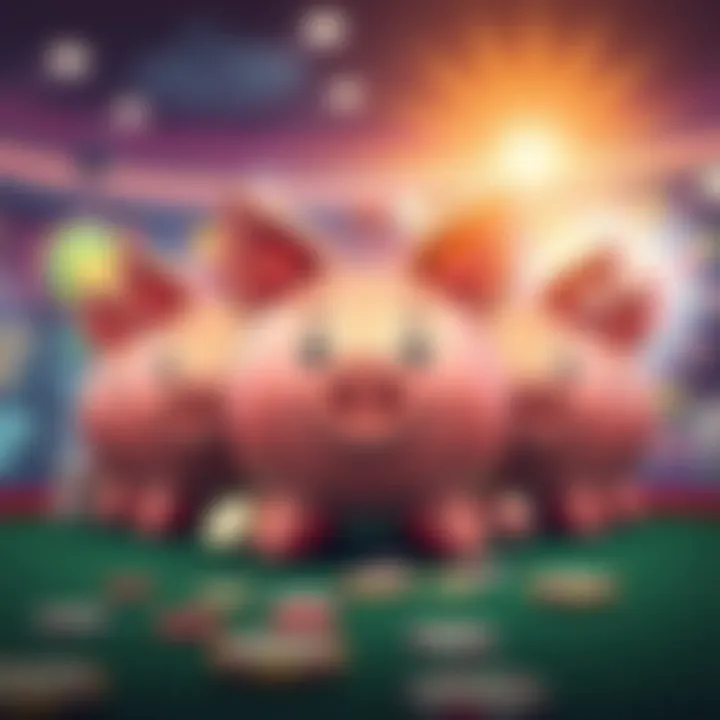 Illustration showcasing various gameplay strategies for piggy bank slots