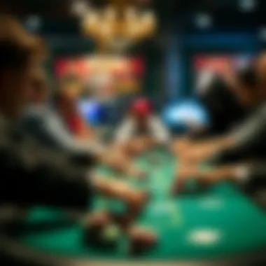 Intense Action at the Poker Table A close-up of a poker table with players in action