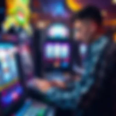 Player analyzing slot machine payout tables