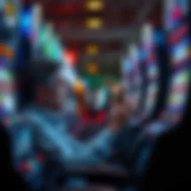 Player engaged in strategizing gameplay at a poker machine