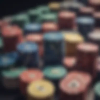 An array of colorful poker chips stacked neatly