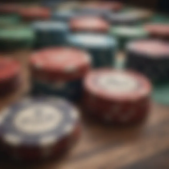 Historical poker chips displayed in a vintage collection