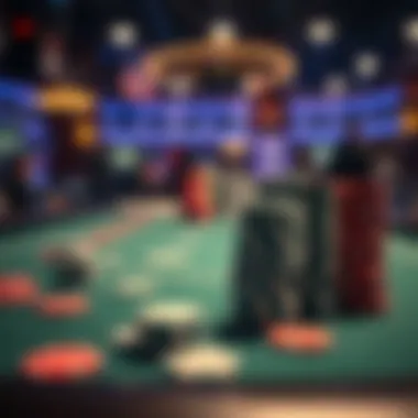 Competitive poker table setting with various chip types