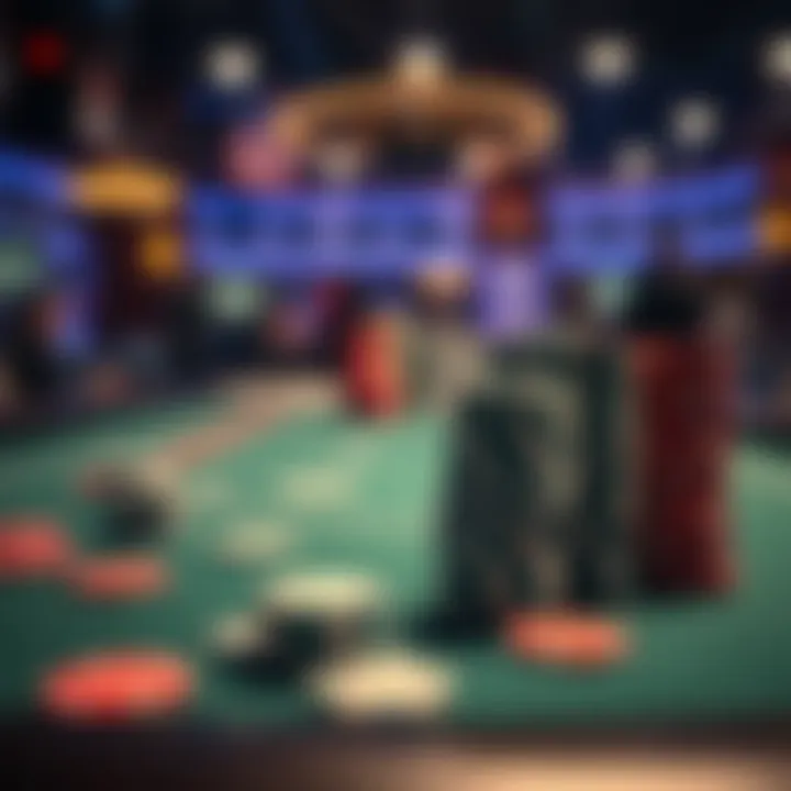 Competitive poker table setting with various chip types