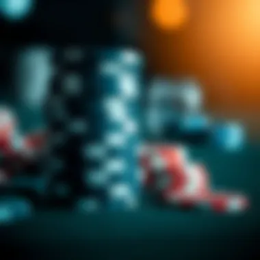 Close-up of stacked poker chips in play