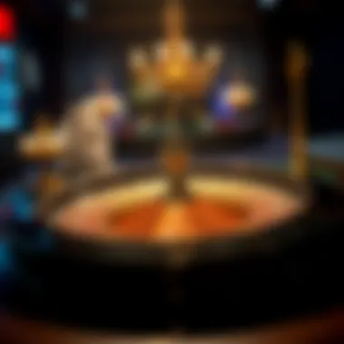 An artistic representation of the history of roulette, featuring elements from different eras.