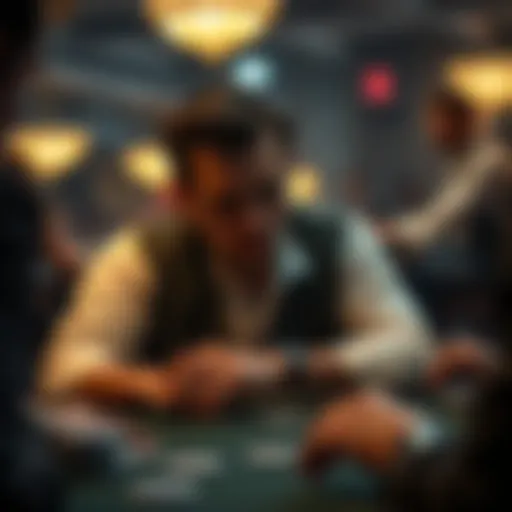 A poker player deep in thought during a tense game.