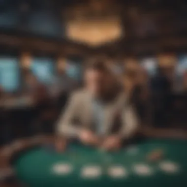 Inside a High-Stakes Poker Room A luxurious poker room filled with high-stakes tables