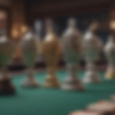 Showcase of Poker Achievements An array of trophies showcasing poker achievements