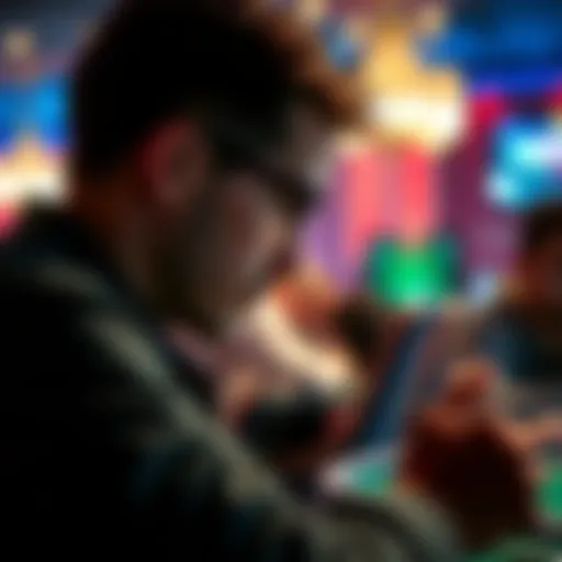 A user examining various poker app interfaces